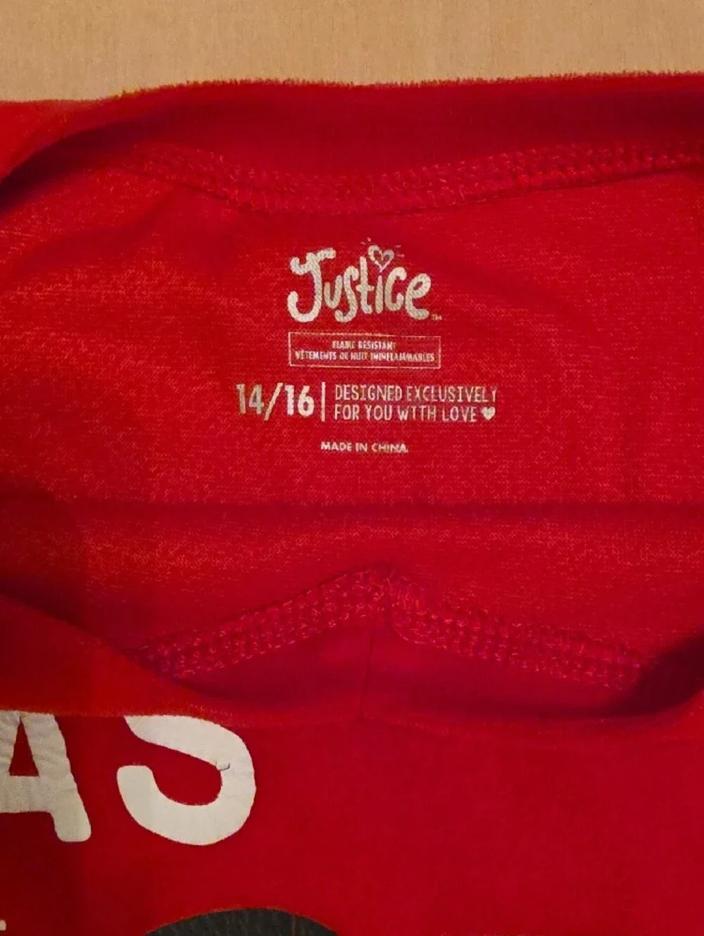 Justice Girls Red Graphic Pajama Set